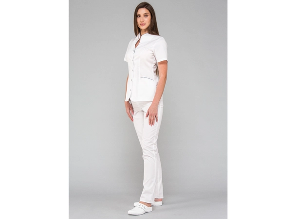 ROZA Dametunika med knapper i front White+Ink Blue XL 