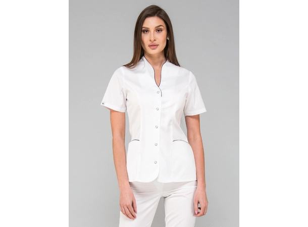 ROZA Dametunika med knapper i front White+Ink Blue XL 