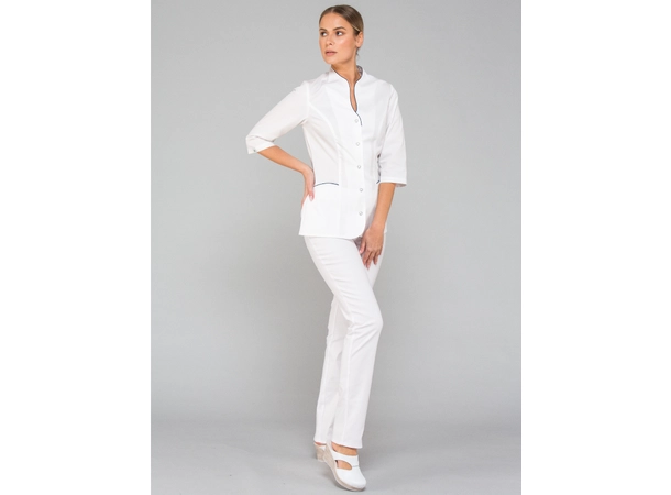 ROZA Dametunika med 3-kvart arm White+Ink Blue L 