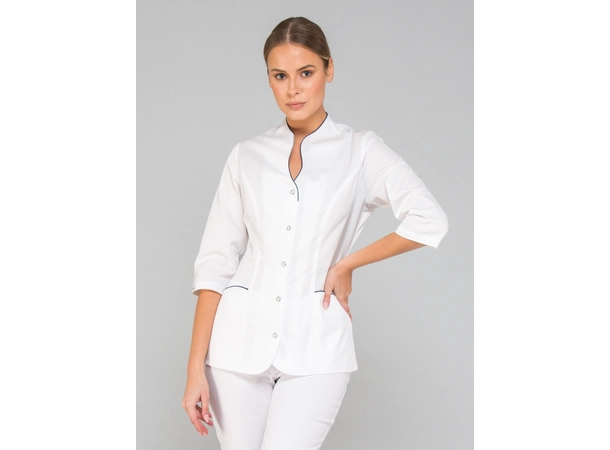 ROZA Dametunika med 3-kvart arm White+Ink Blue L 