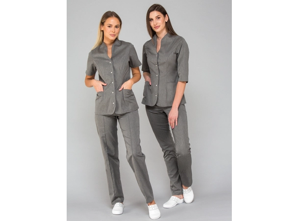 ROZA Dametunika med knapper i front Graphite Melange S 