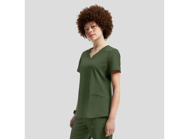 VIBE Dametunika med kurvet V-hals Olive S 