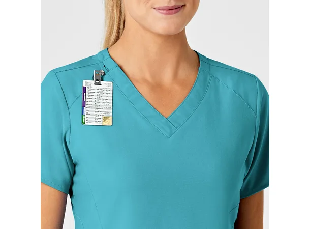 W123 Dametunika med V-hals Teal Blue 3XL 