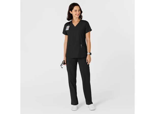 W123 Dametunika med kurvet V-hals Black M 