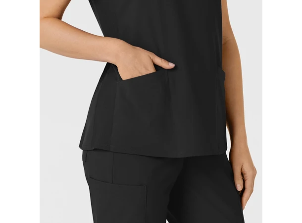 W123 Dametunika med kurvet V-hals Black M 