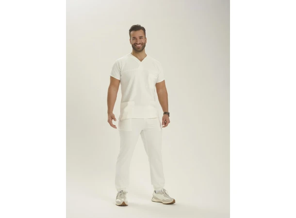 Helseuniform Bukse med strikk i ben Hvit XS 