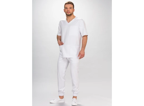 LEO Herretunika med brystlomme White  S 