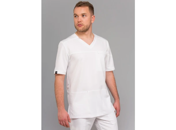 LEO Herretunika med brystlomme White  S 