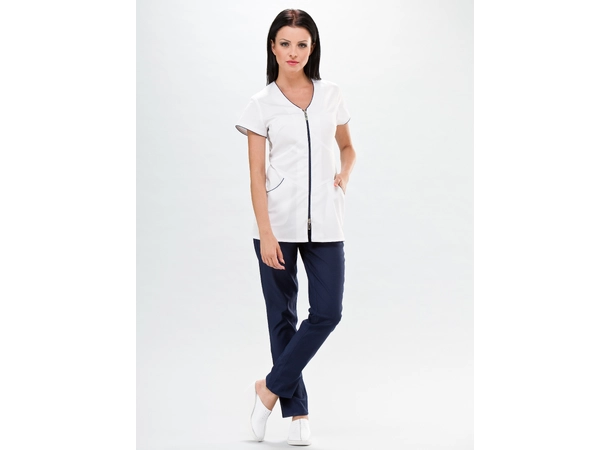 LILY Dametunika med glidlås i front White+Ink Blue XL 