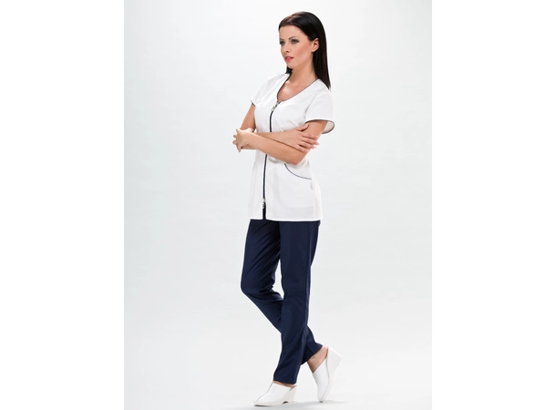 LILY Dametunika med glidlås i front White+Ink Blue XL 