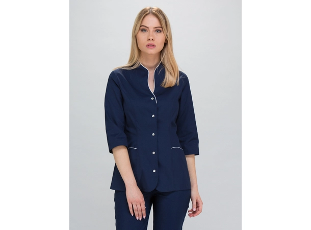ROZA Dametunika med 3-kvart arm Ink Blue+White XXL 
