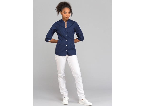 ROZA Dametunika med 3-kvart arm Ink Blue+White XXL 