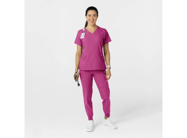 W123 Damebukse med strikk i ben Raspberry M 