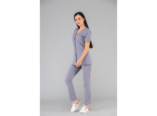 CINDY Dametunika med knapper i front Steel Grey S 