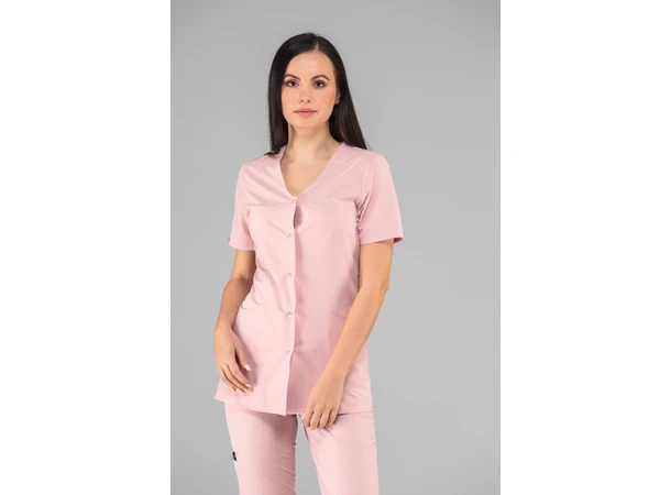 Cindy Dametunika med knapper i front Powder Pink XXL 