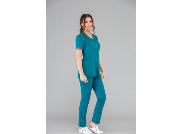 CINDY Dametunika med knapper i front Sea Blue XS 