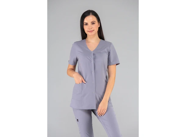 Cindy Dametunika med knapper i front Steel Grey L 