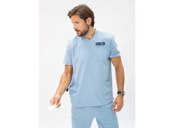 William Herretunika med V-hals Sky Blue XXL 