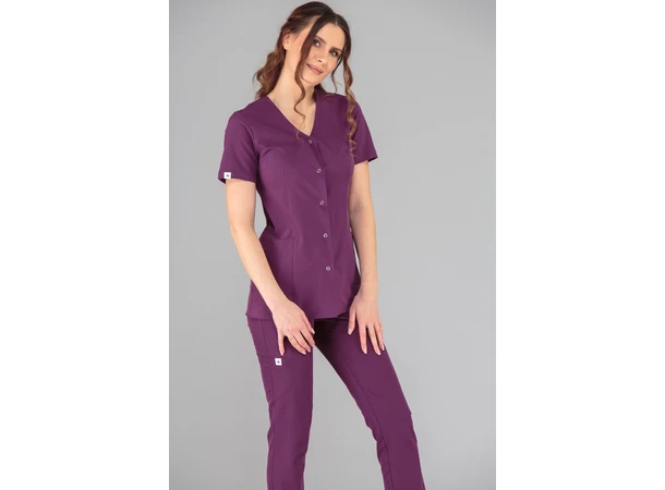 CINDY Dametunika med knapper i front Plum M 