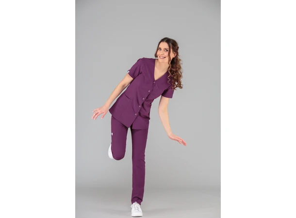 CINDY Dametunika med knapper i front Plum M 