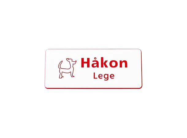 Rektangulært navneskilt ikon, gravert Sort, blå eller rød skrift 