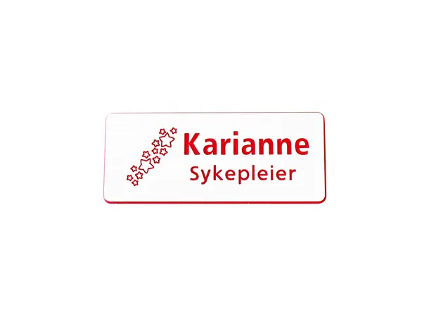 Rektangulært navneskilt ikon, gravert Sort, blå eller rød skrift 