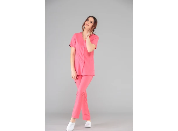 CINDY Dametunika med knapper i front Coral S 