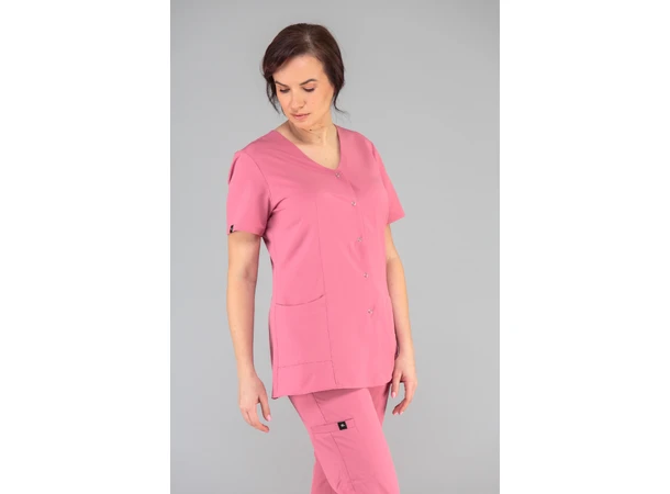 CINDY Dametunika med knapper i front Flamingo Pink L 