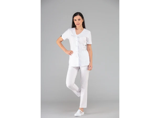 CINDY Dametunika med knapper i front White L 