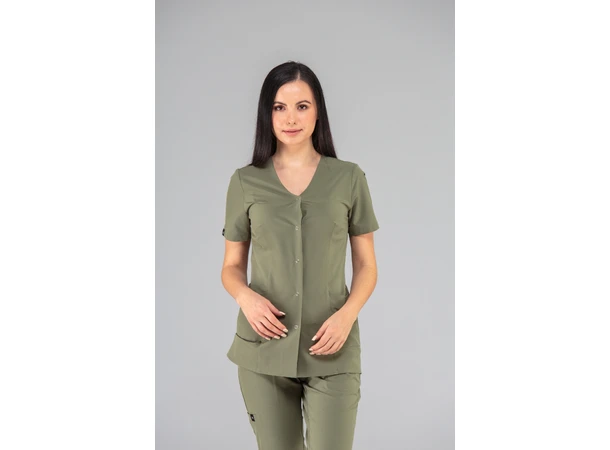 CINDY Dametunika med knapper i front Khaki XS 