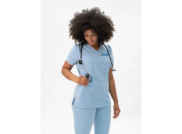 Marie Dametunika med V-hals Sky Blue S 