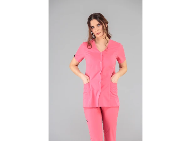 CINDY Dametunika med knapper i front Coral XXL 