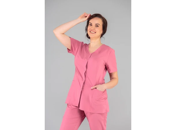 CINDY Dametunika med knapper i front Flamingo Pink XXL 