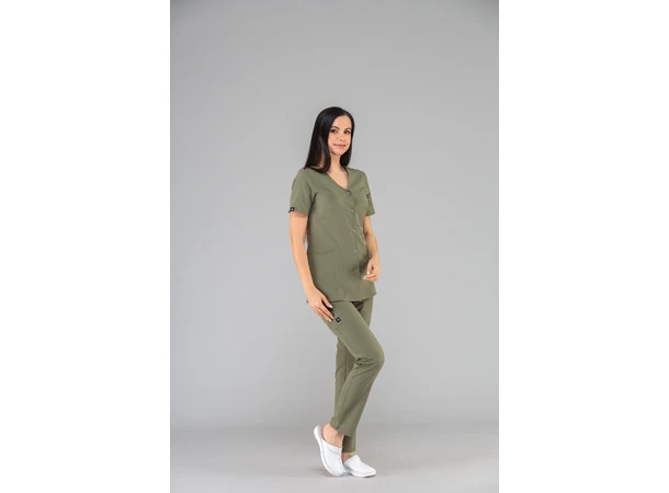 CINDY Dametunika med knapper i front Khaki S 