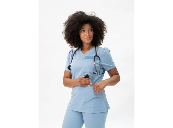 Marie Dametunika med V-hals Sky Blue M 