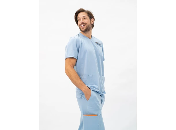 William Herretunika med V-hals Sky Blue S 