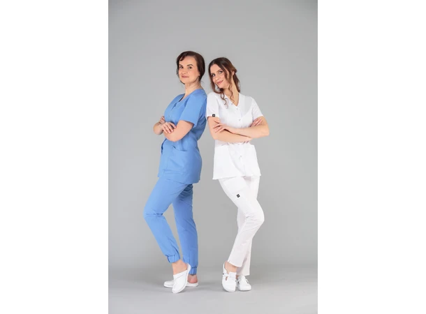 CINDY Dametunika med knapper i front Blue XS 