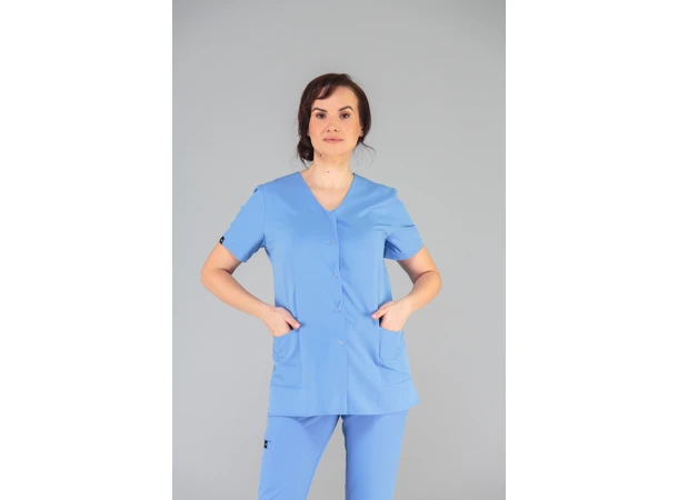 CINDY Dametunika med knapper i front Blue XS 
