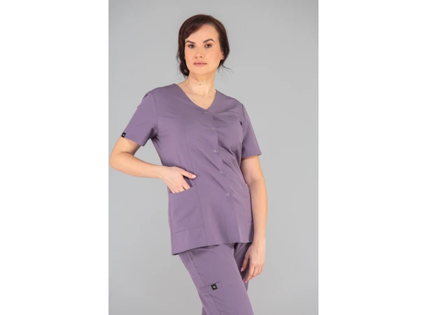 CINDY Dametunika med knapper i front Heather XL 